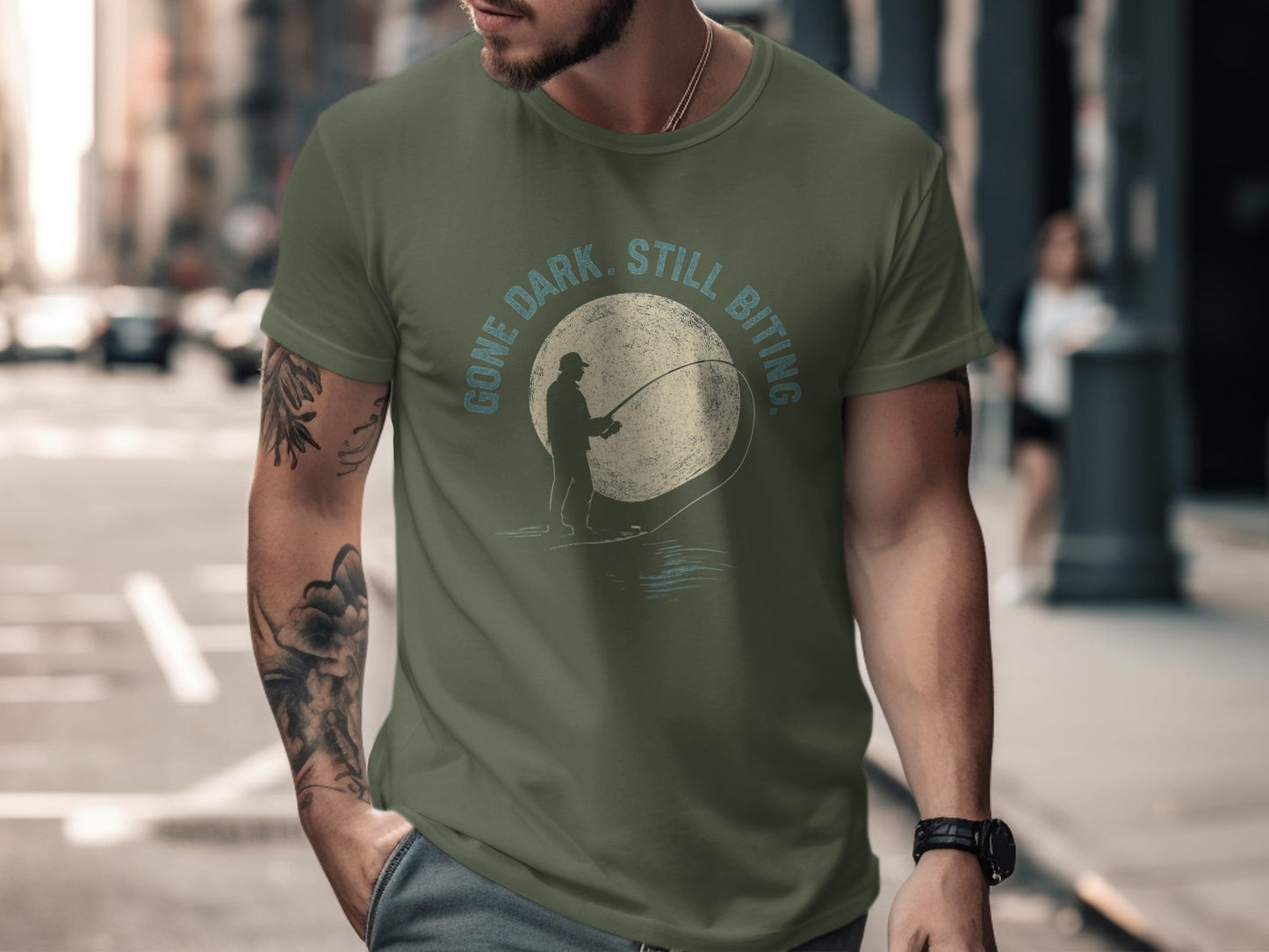 Gone Dark Still Biting Fishing Graphic T-Shirt product