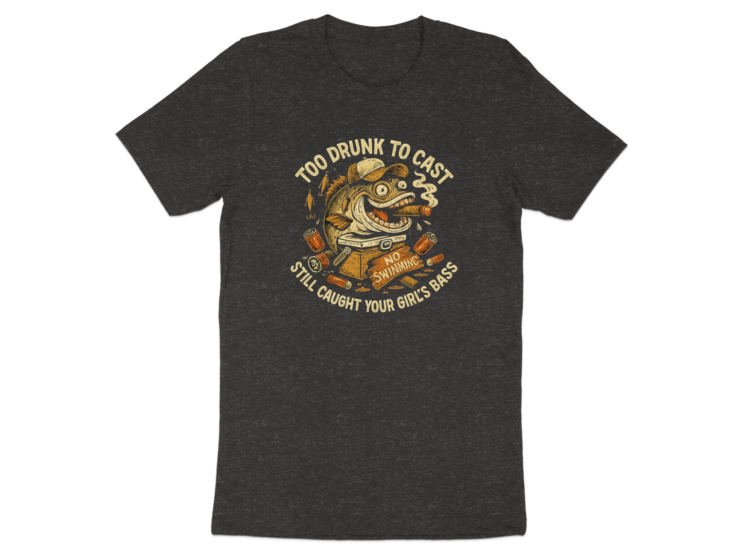 Too Drunk To Cast Graphic Fishing T-Shirt product
