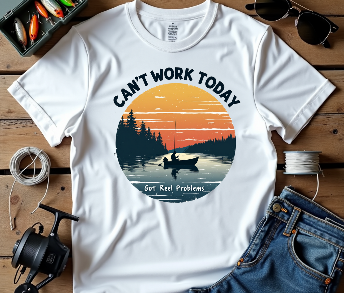 canr work today fishing t shirt