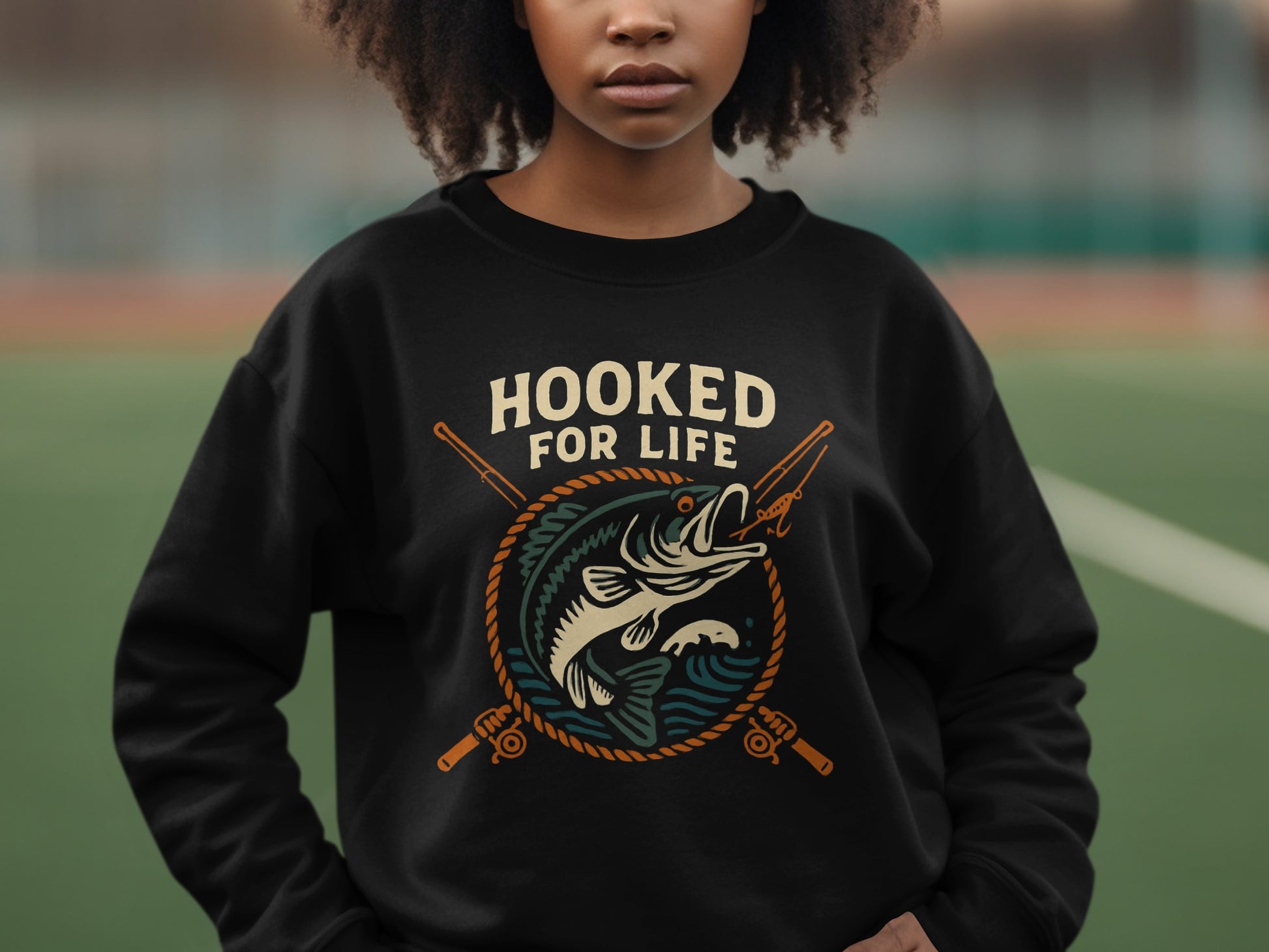 Hooked For Life Fishing Graphic Oversized Sweatshirt product