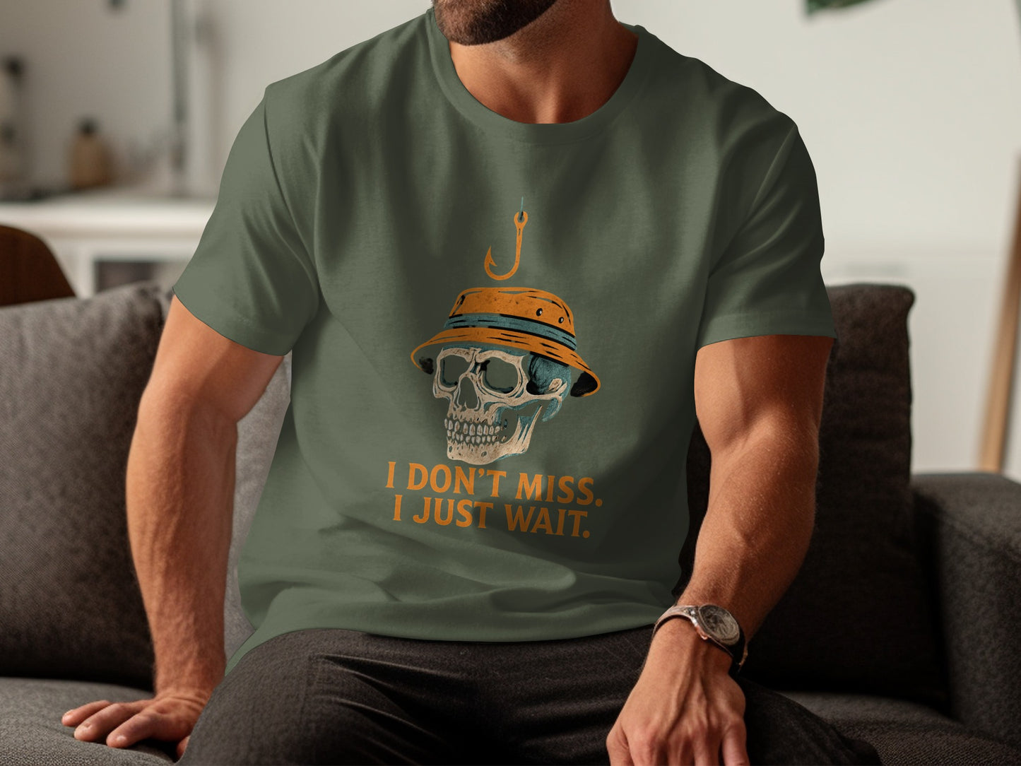 I Don't Miss I Just Wait Skull Fishing T-Shirt product