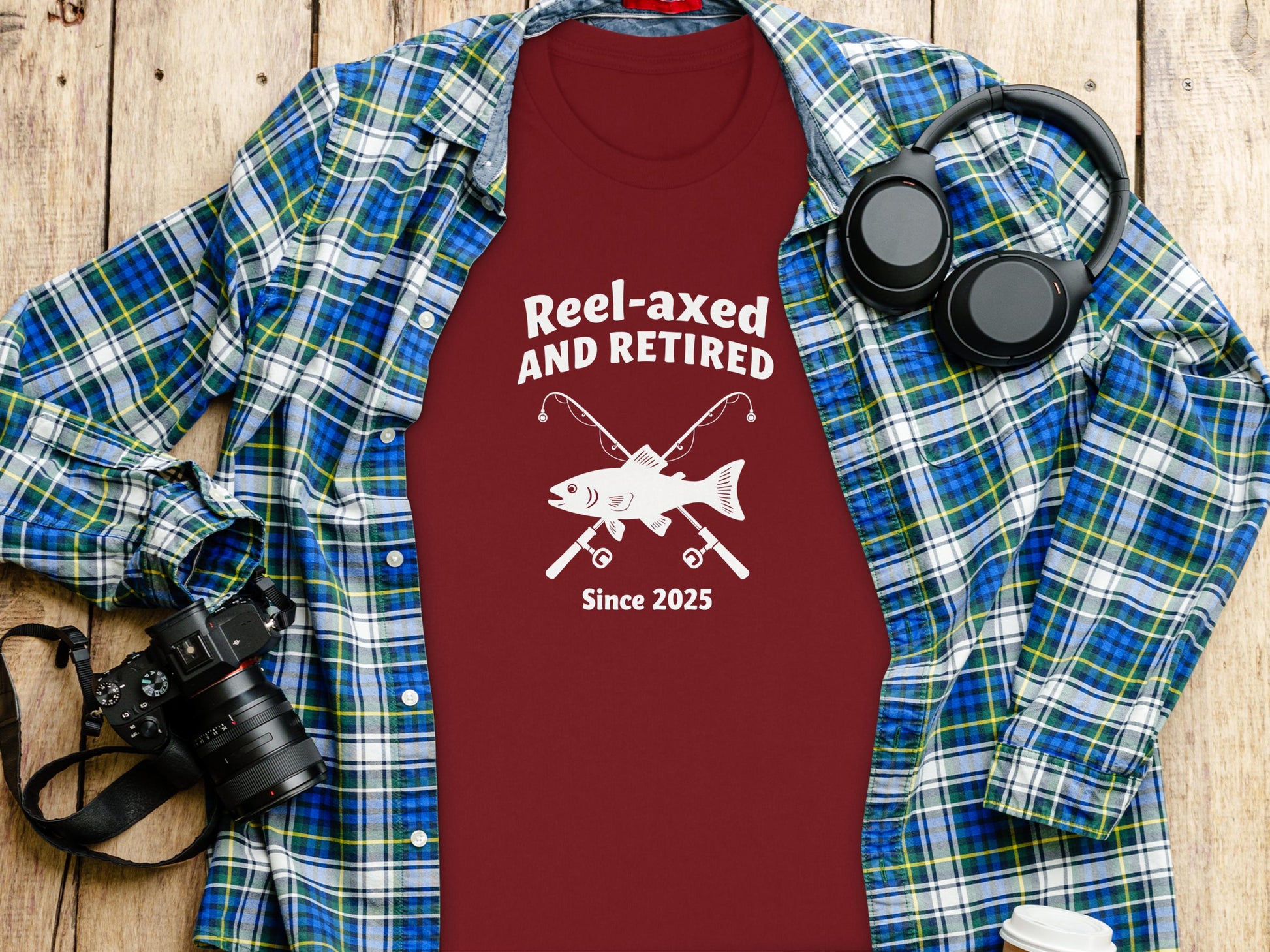 Unique Reel-axed and Retired Design T-shirt product type