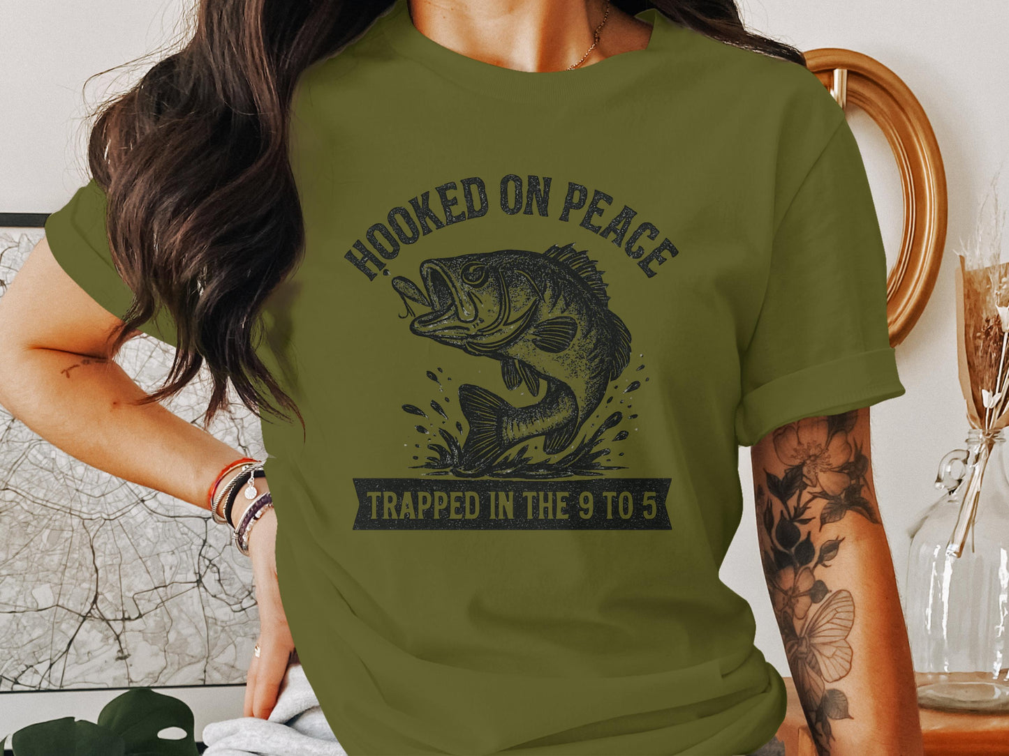 Hooked On Peace Trapped In The 9 To 5 T-shirt product type