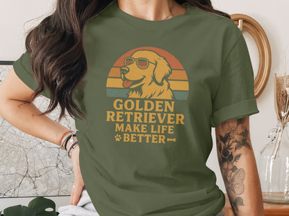 Golden Retriever Make Life Better Graphic Tee