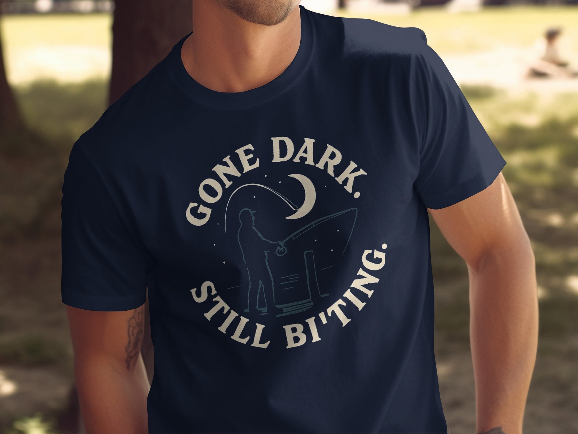 Funny Gone Dark Still Biting Fishing T-Shirt product