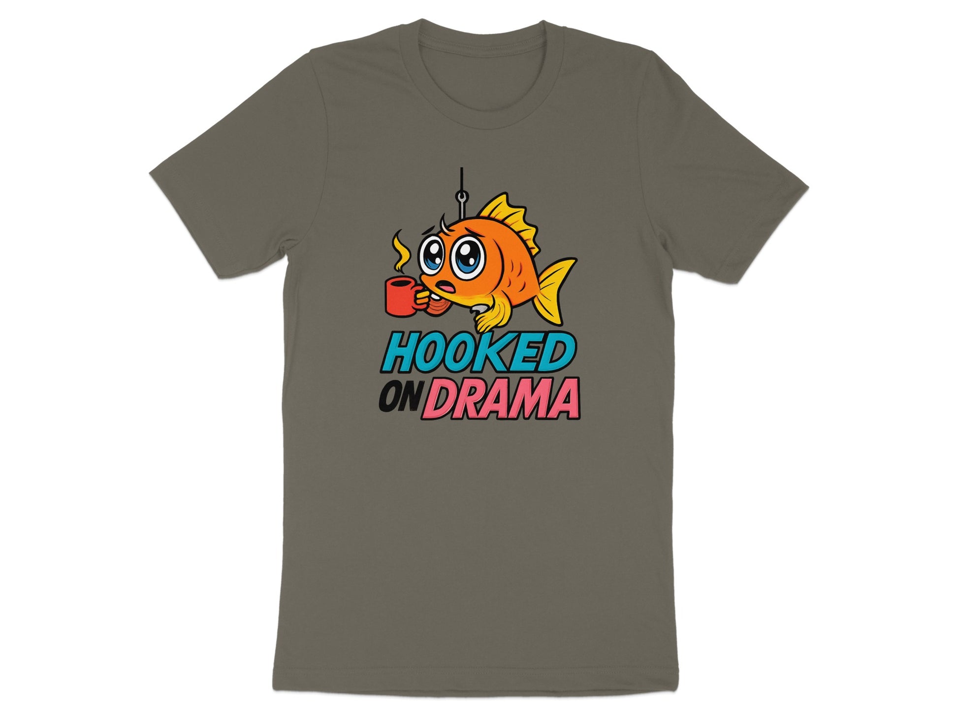 Hooked On Drama Quirky Fishing Graphic T-Shirt product type