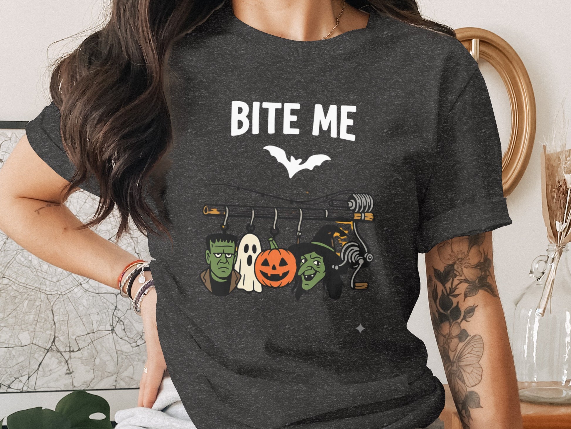 Bite Me Halloween Monster Faces Graphic T-Shirt product