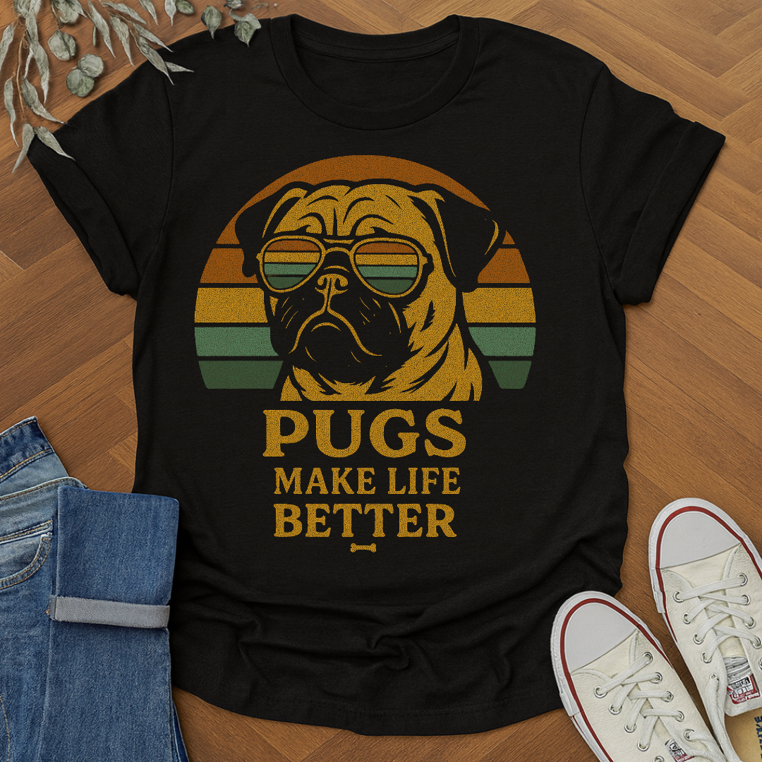 Pugs Make Life Better Graphic T-shirt for Dog Lovers
