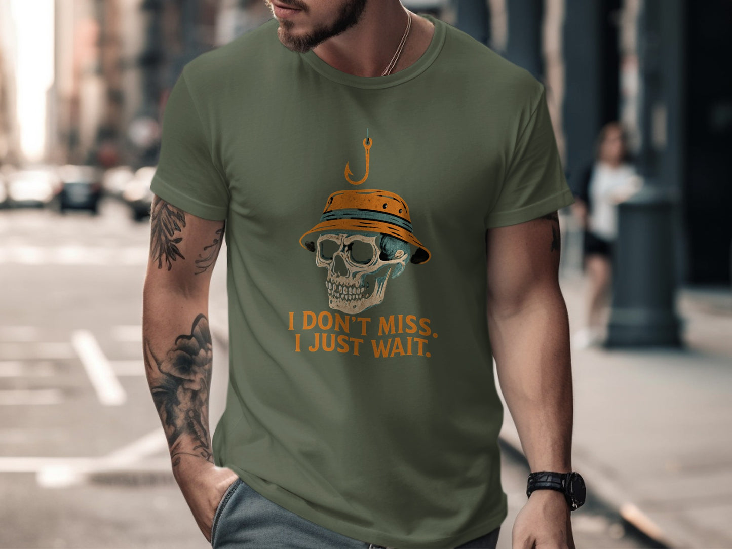 I Don't Miss I Just Wait Skull Fisherman T-shirt product