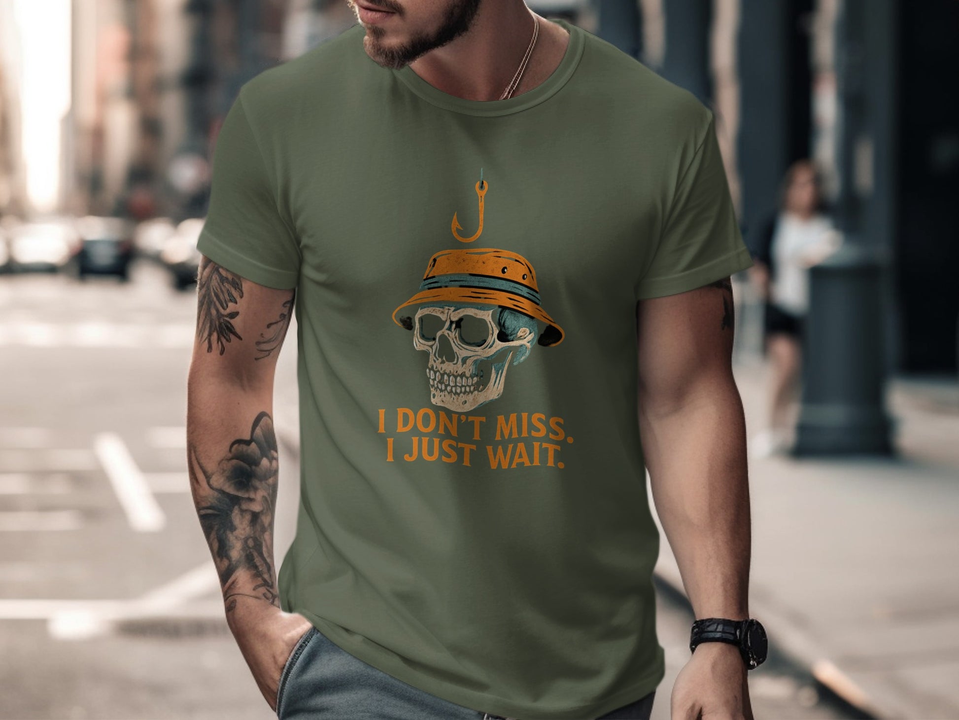 I Don't Miss I Just Wait Skull Fisherman T-shirt product