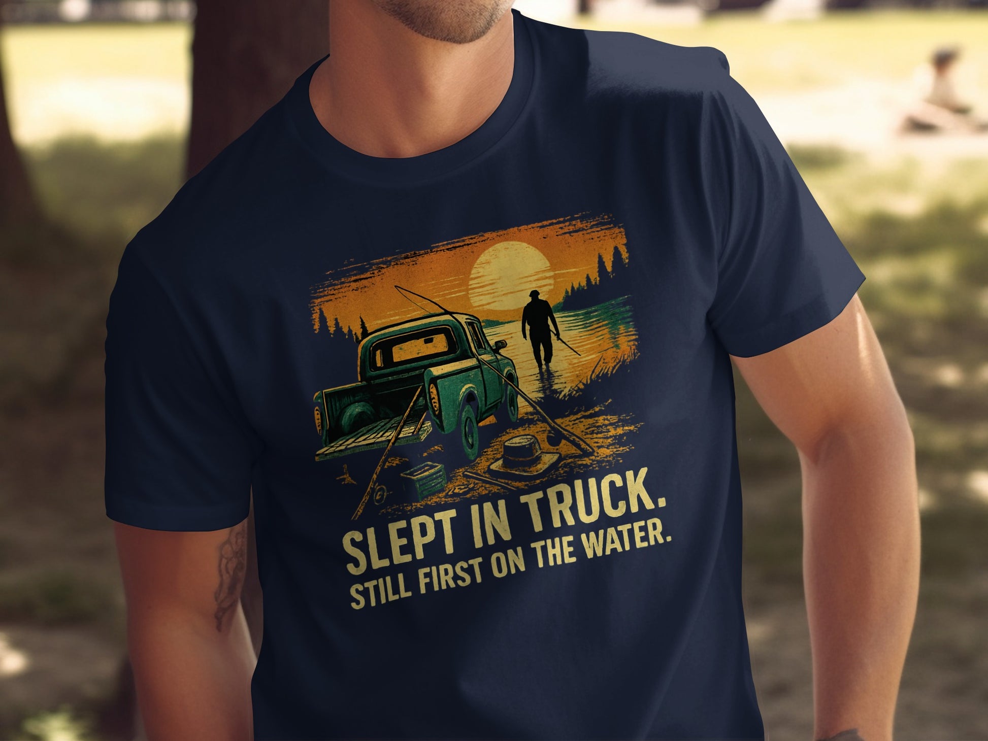Slept in Truck Still First on the Water Graphic T-Shirt