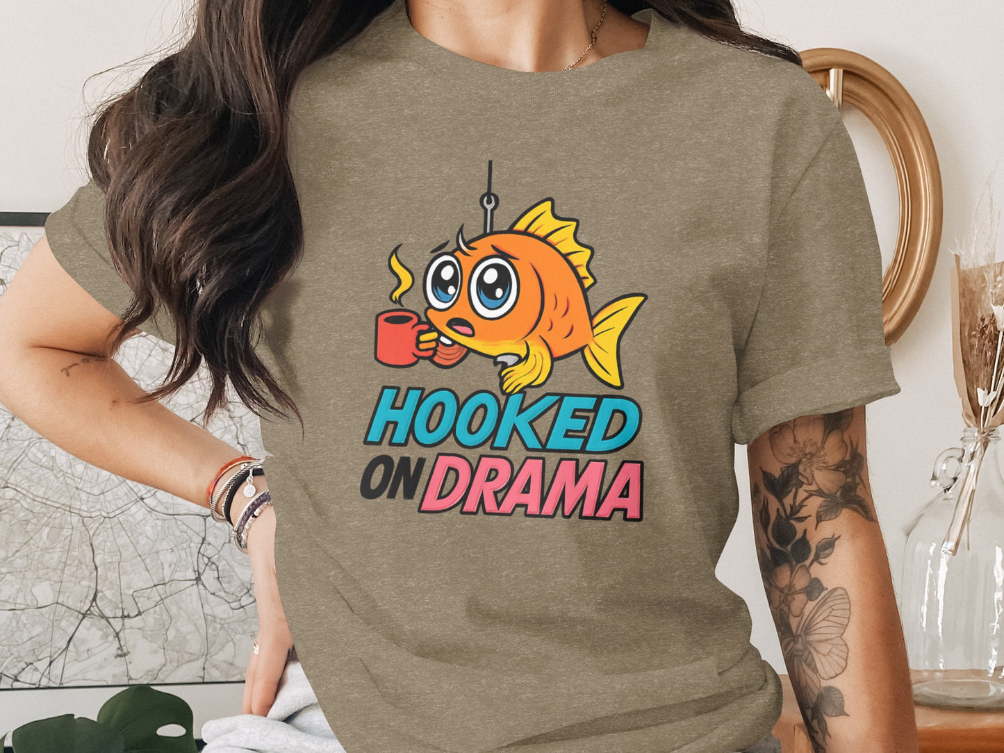 Hooked on Drama Graphic T-Shirt Funny Fishing product