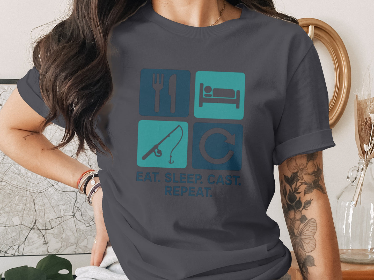 Eat Sleep Cast Repeat Graphic T-Shirt product type