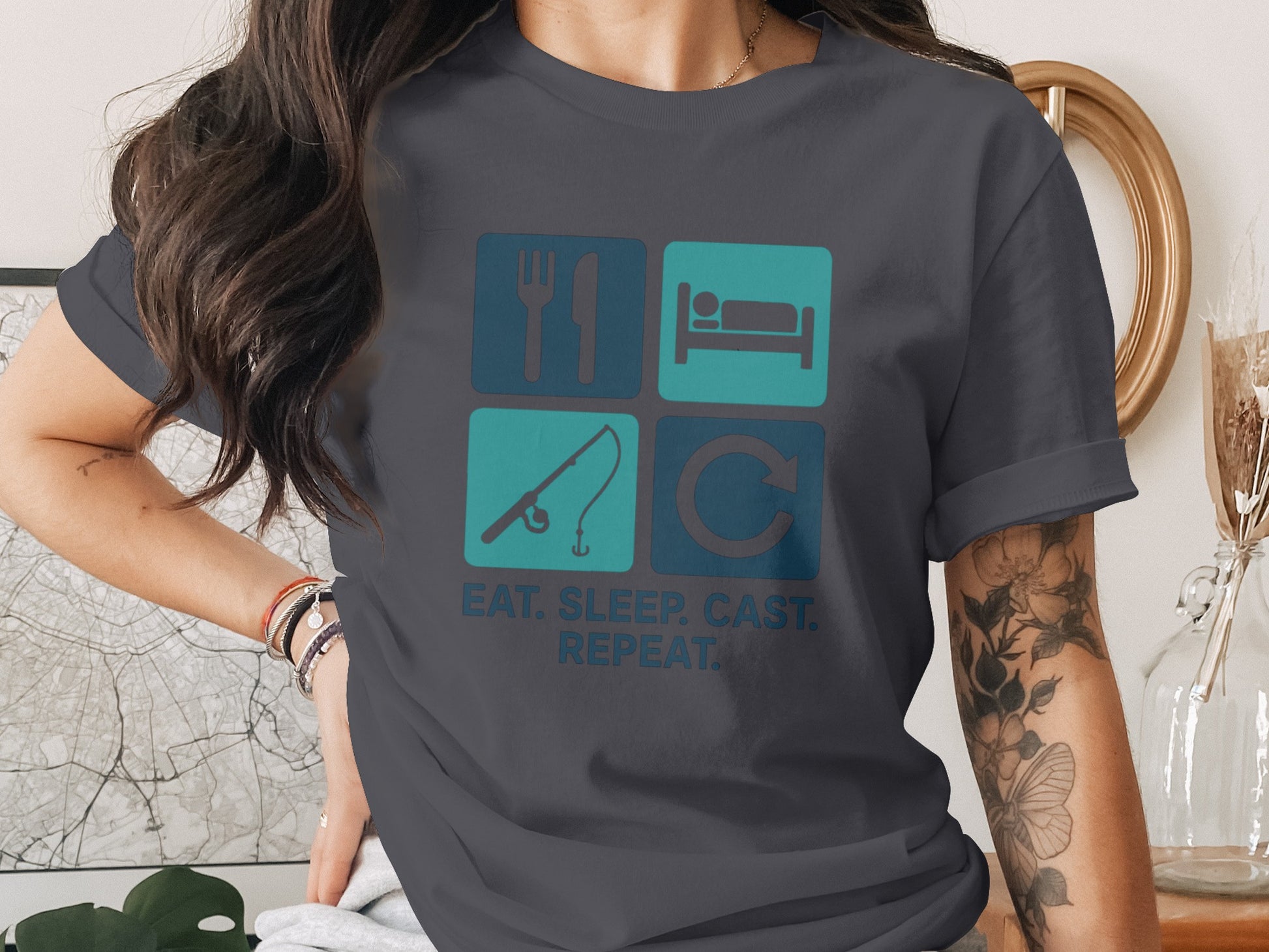 Eat Sleep Cast Repeat Graphic T-Shirt product type