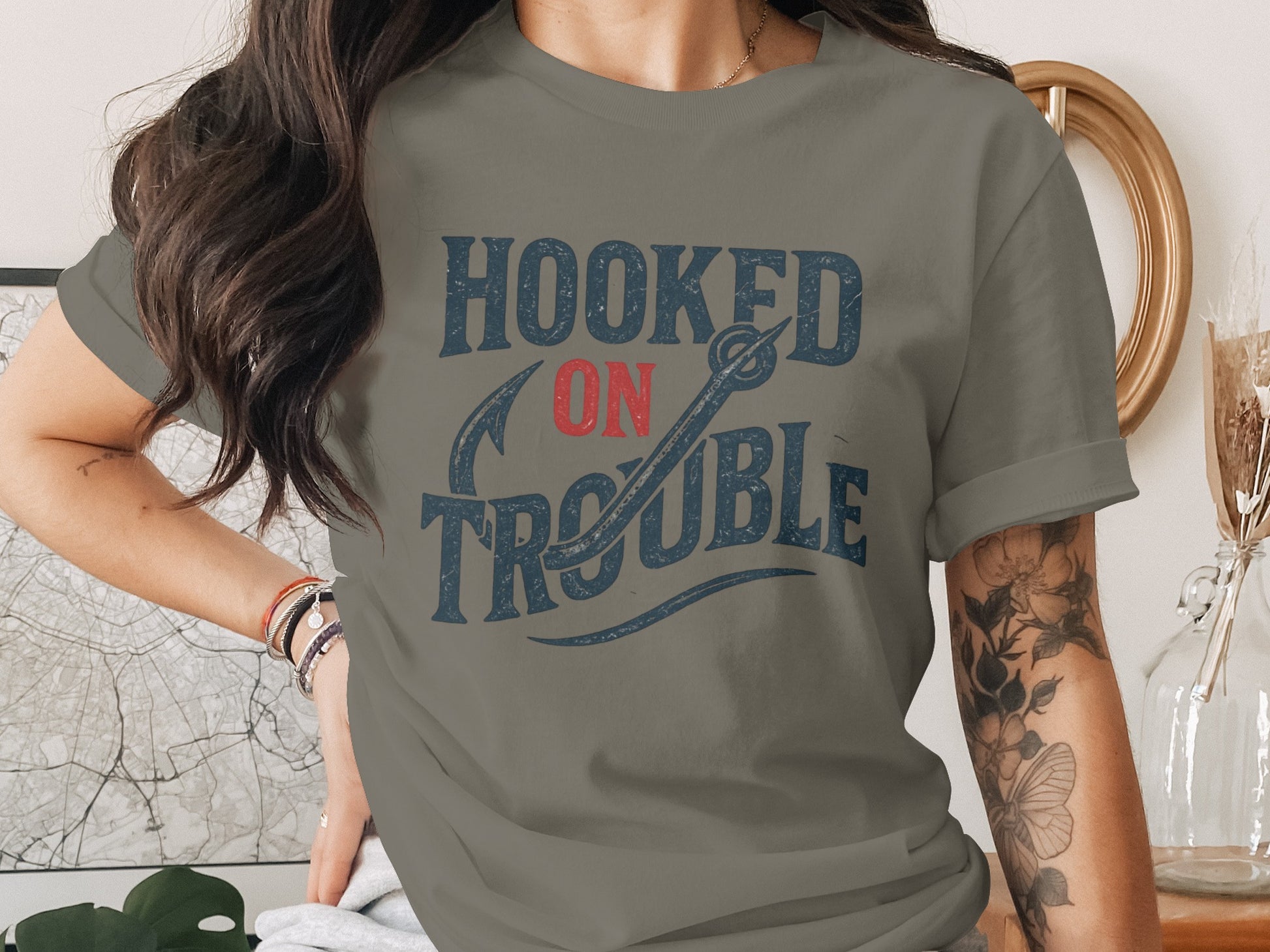 Hooked on Trouble Graphic Tee Casual Shirt product