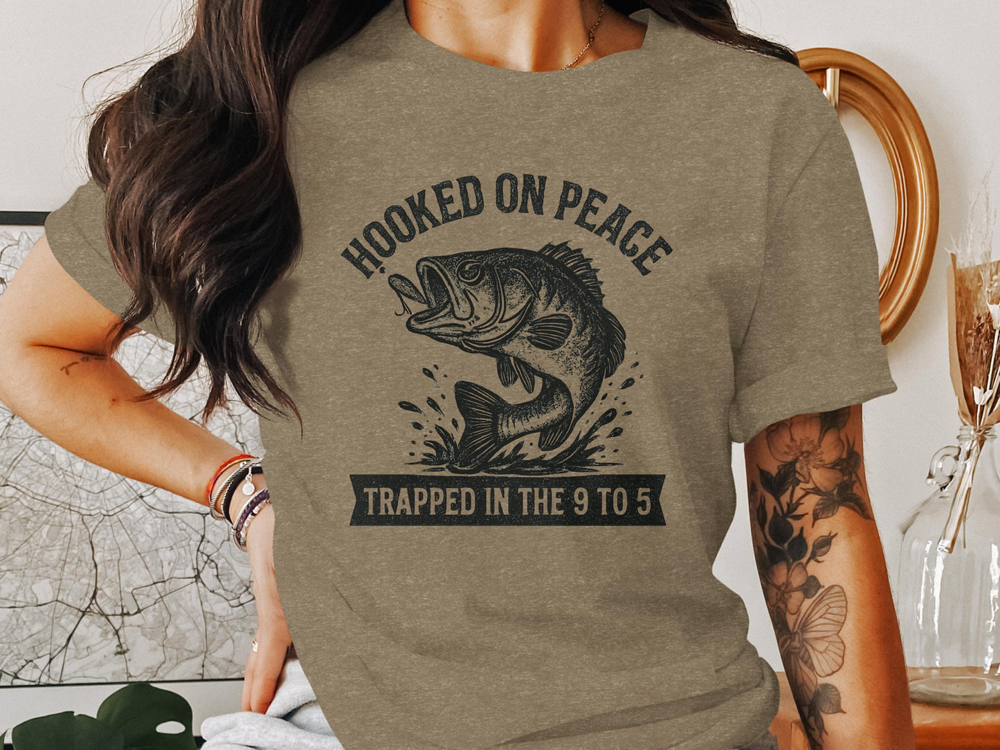 Hooked On Peace Trapped In The 9 to 5 T-shirt product