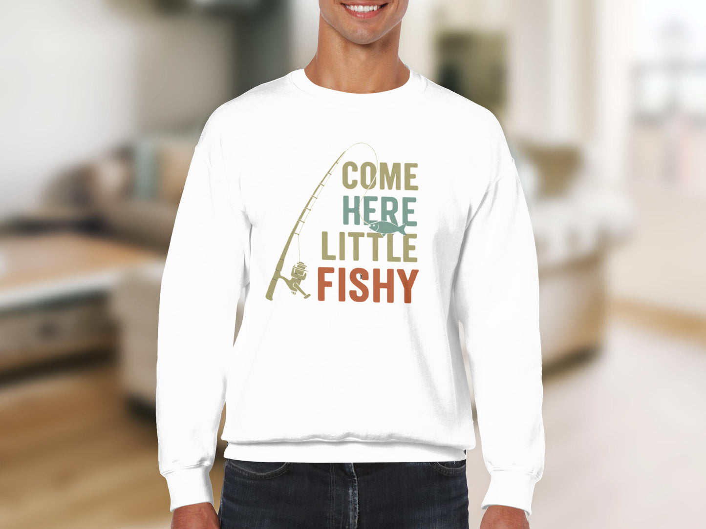Come Here Little Fishy Graphic Fishing Sweater product type