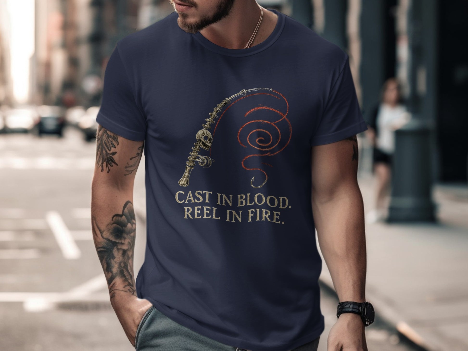 Reel in Fire Cast in Blood Men's T-Shirt Product