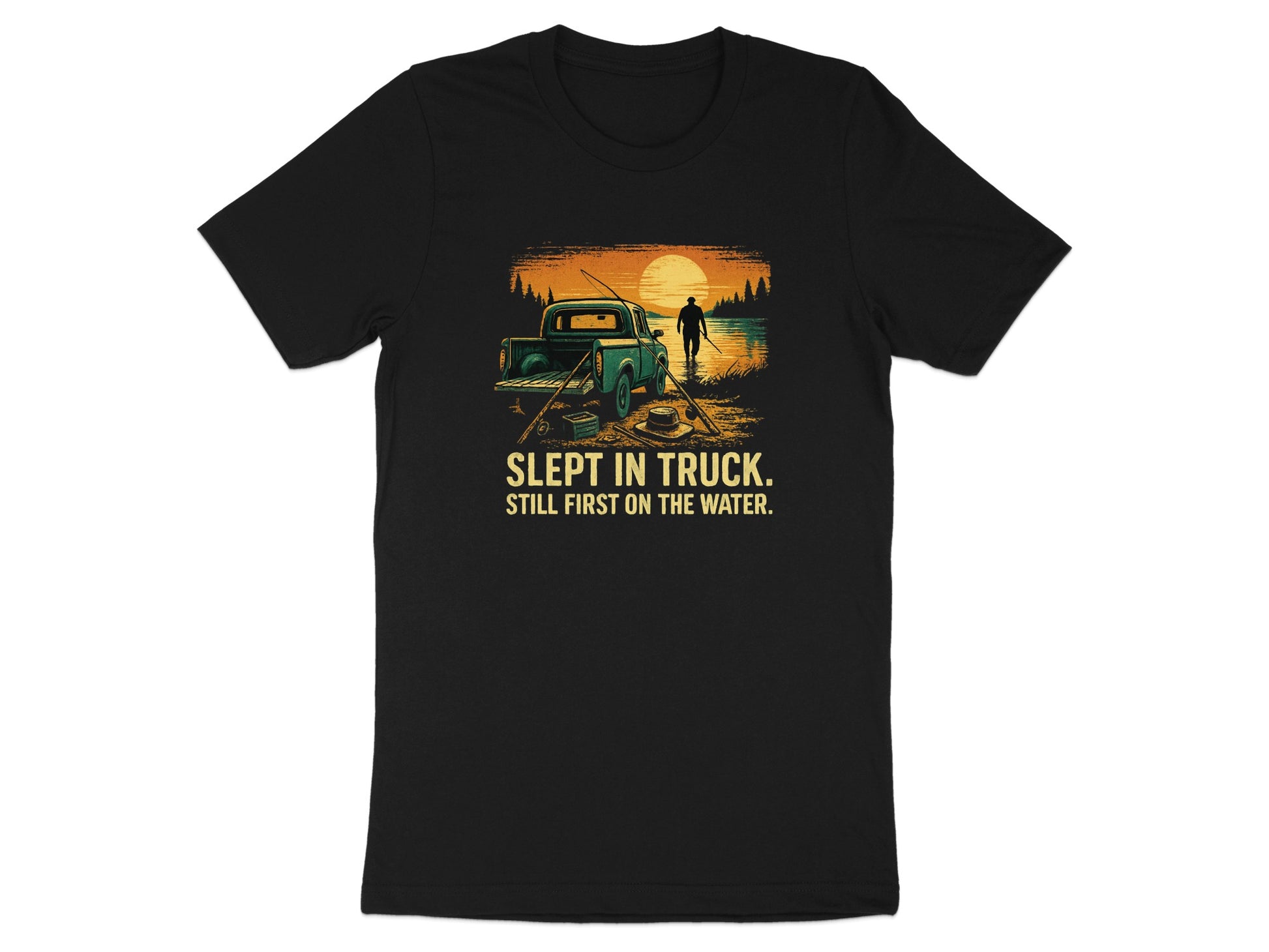 Slept in Truck Still First on the Water T-shirt product