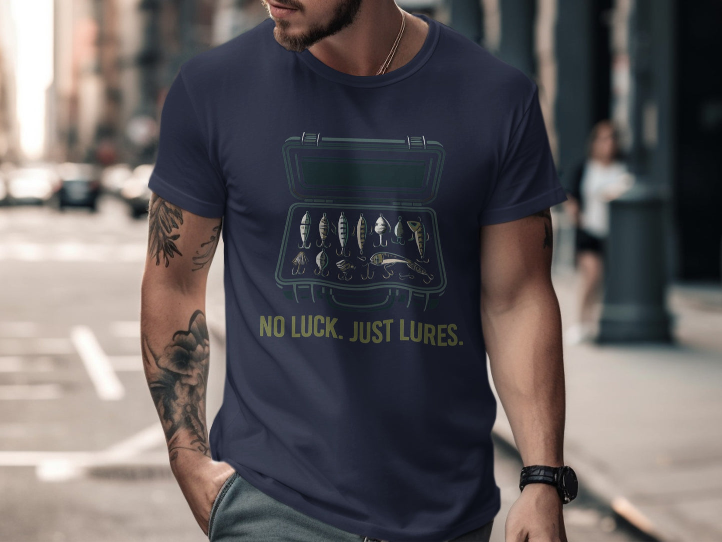 No Luck Just Lures Design on Casual T-Shirt product