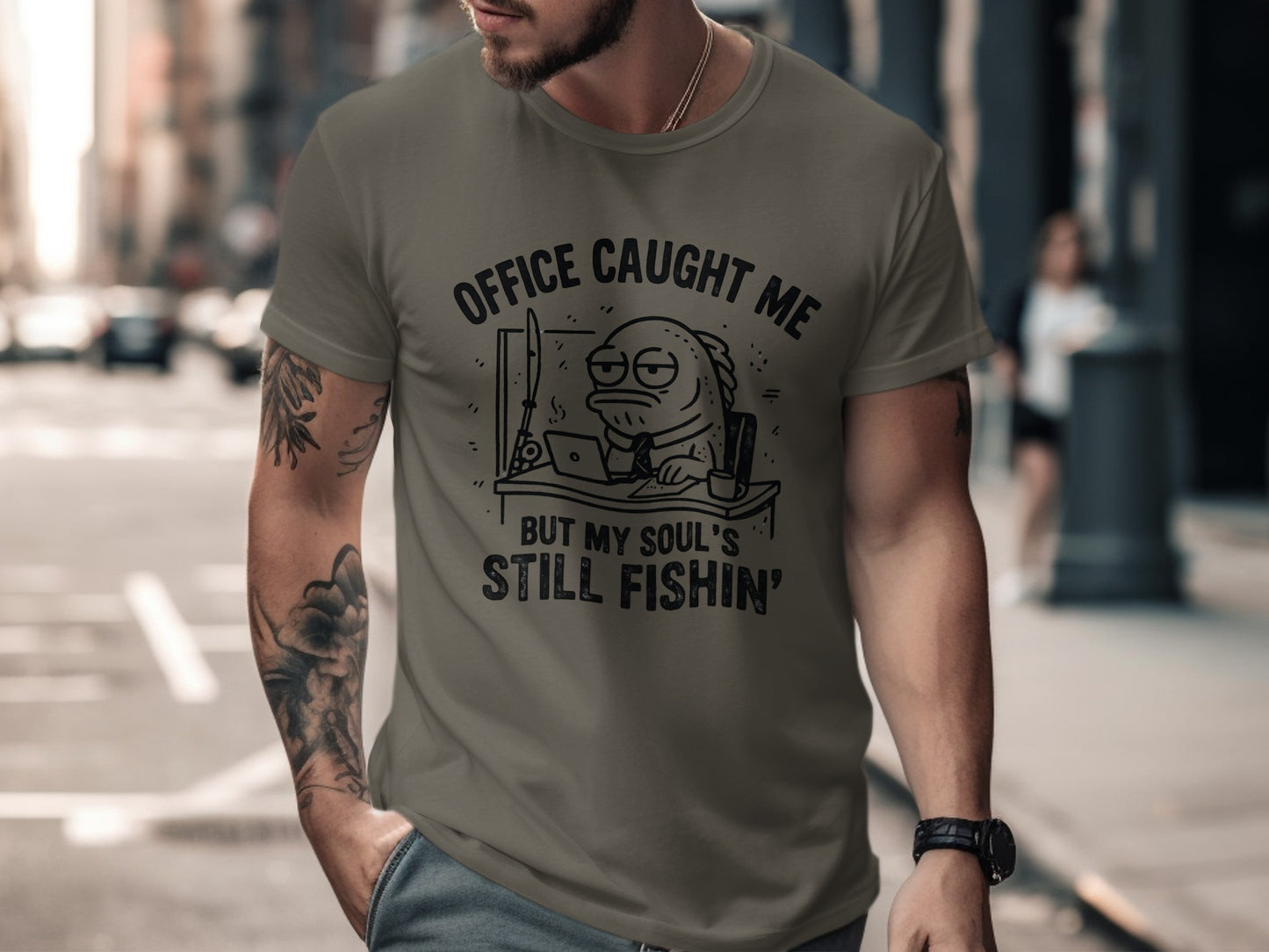 Office Caught Me Soul Still Fishin Graphic T-Shirt product