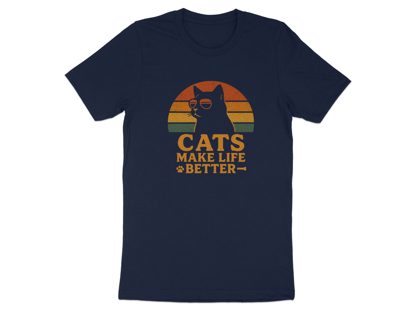 Vintage Cats Make Life Better Graphic T-shirt