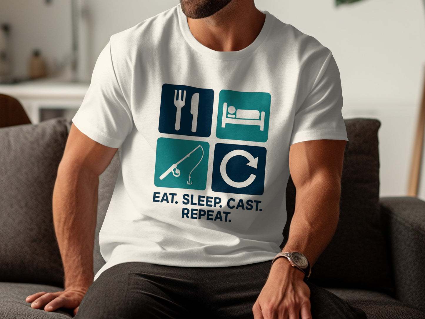 Eat Sleep Cast Repeat Graphic T-Shirt product