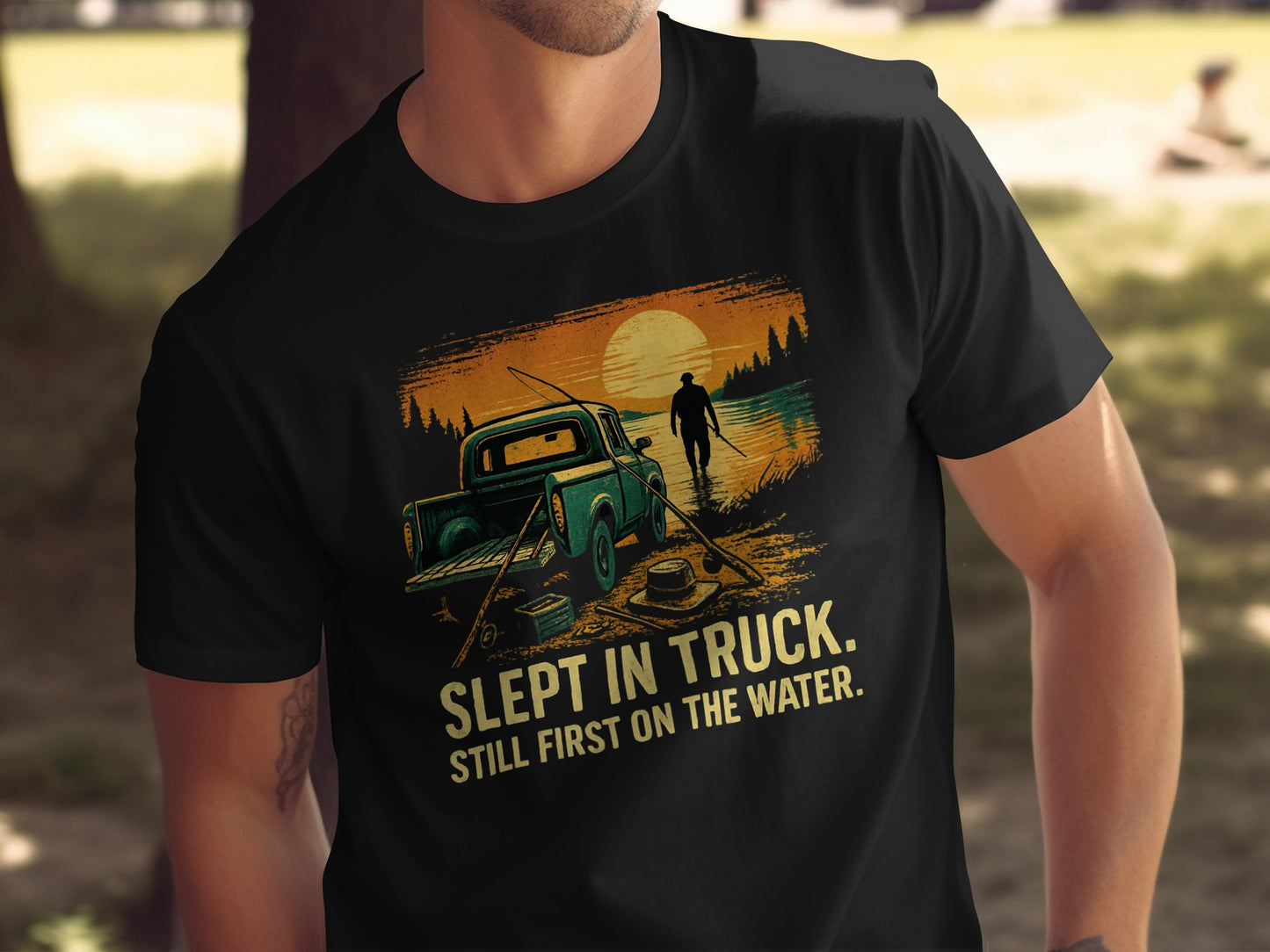 Slept in Truck Still First on the Water Shirt product
