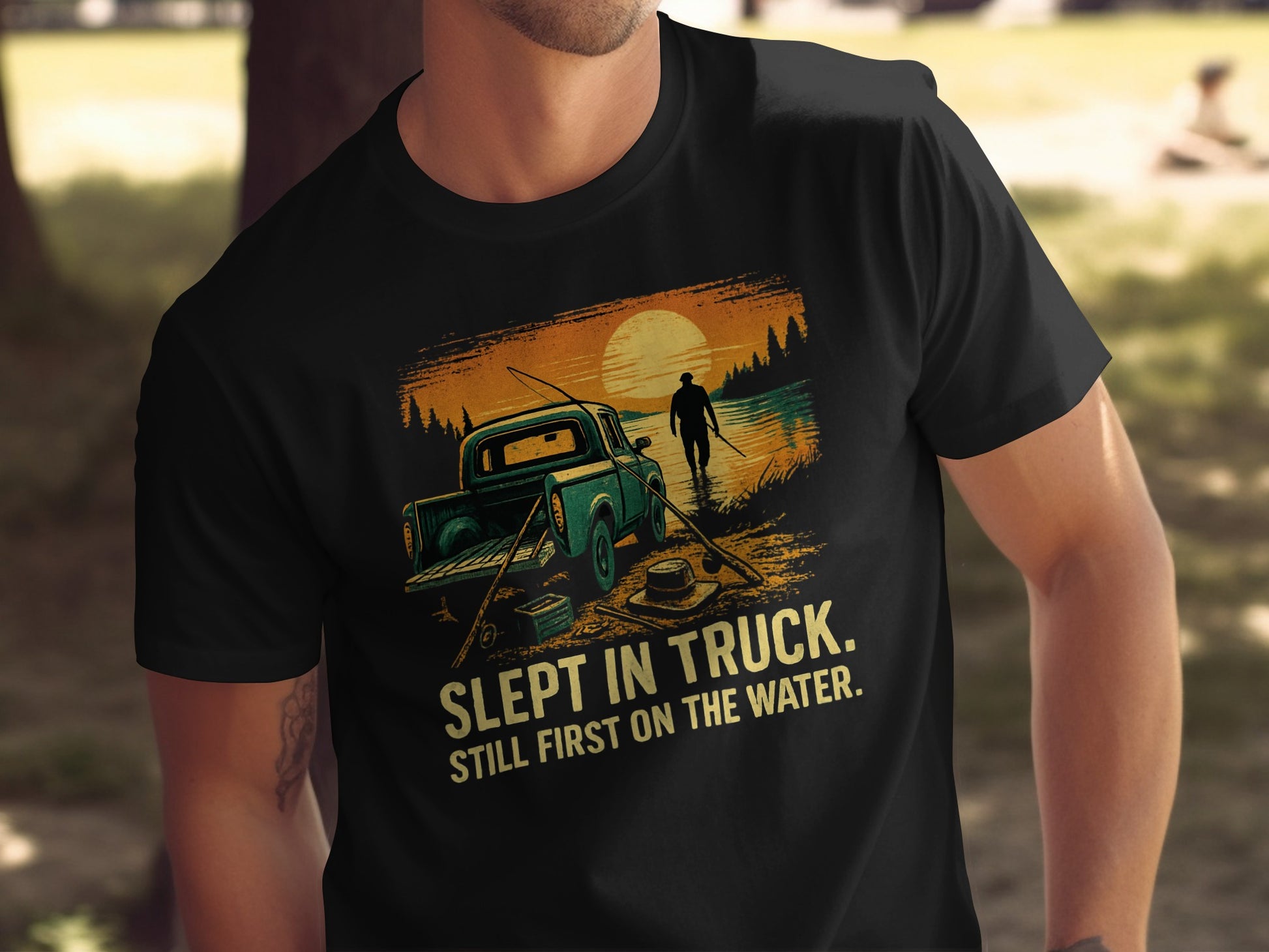 Slept in Truck Still First on the Water Shirt product