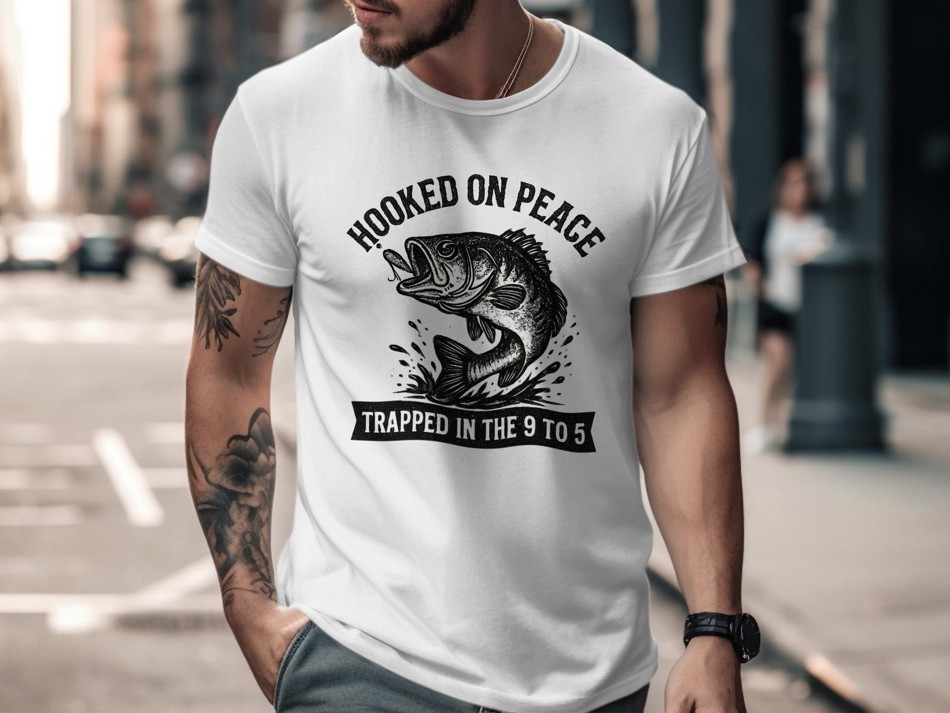 Hooked On Peace Trapped in the 9 to 5 T-shirt product type