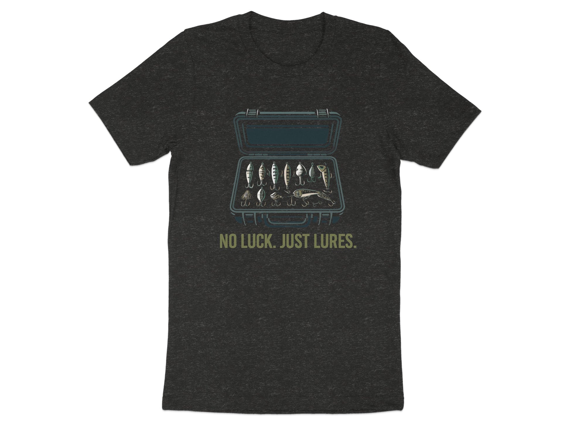 No Luck Just Lures Fishing Themed Graphic T-shirt product type