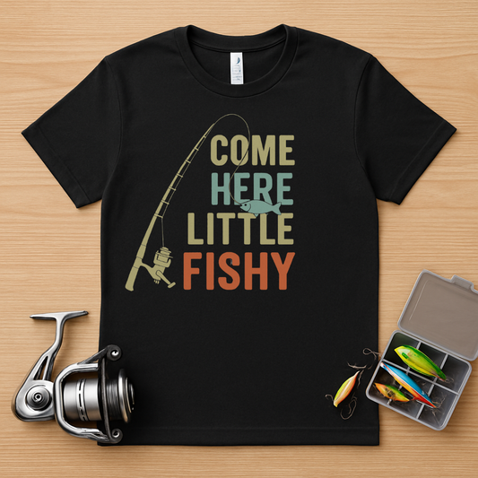 Come Here Little Fishy Graphic Fishing T-shirt product